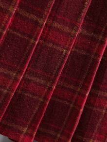 Sparklyn 时尚百搭女童复古红格子裙，新款时尚加厚百褶裙，适合少女 - 彩色 - 查看 6