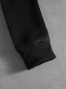 PAVTROS Men's Autumn Knight Print Zip-Up Thermal Lined Hooded Sweatshirt With Pockets, Casual Hoodie Men Street Wear Zip Up Black Graphic Hoodies, Long Sleeve Top - Black - View 4