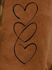 EMERY ROSE 女士休闲万圣节南瓜印花T恤，秋冬 - 咖啡棕 - 查看 4