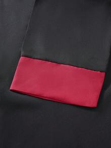 Manfinity Homme Áo sơ mi đầu bếp tay dài chắp vá màu tương phản dành cho nam - màu đen - Xem 3