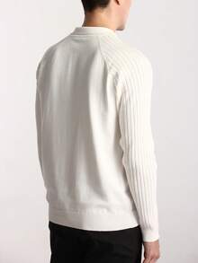 Manfinity CityGents 男士白色 Polo 针织毛衣，长袖，适合秋冬外套，商务风格，适合办公室、商务会议、派对，可作为送给老板或男朋友的礼物 - 白色 - 查看 2