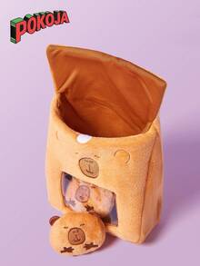 19厘米/7.48英寸可爱水豚包毛绒玩具包，内含4只可爱水豚毛绒动物，内含一袋面包水豚零食包，毛绒仿真水豚玩具，适合儿童圣诞节生日派对礼物房间装饰 - 棕色 - 查看 4