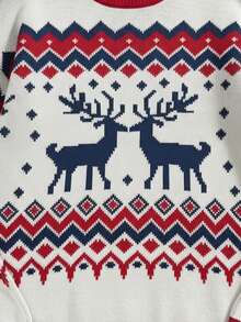 Manfinity NXTstreet 男士圣诞主题套头毛衣，秋冬时尚针织衫 - 彩色 - 查看 4