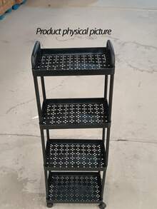 Carrito de almacenamiento multifuncional con ruedas giratorias - Un dispositivo de almacenamiento multifuncional adecuado para cocinas, salas de estar y dormitorios - Puede almacenar libros, bocadillos, etc. - Estructura de plástico resistente, carrito multifuncional, estantes verticales - Multicolor - Ver 4