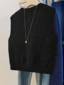 GlowEve 女式纯色V领休闲百搭针织背心，秋冬