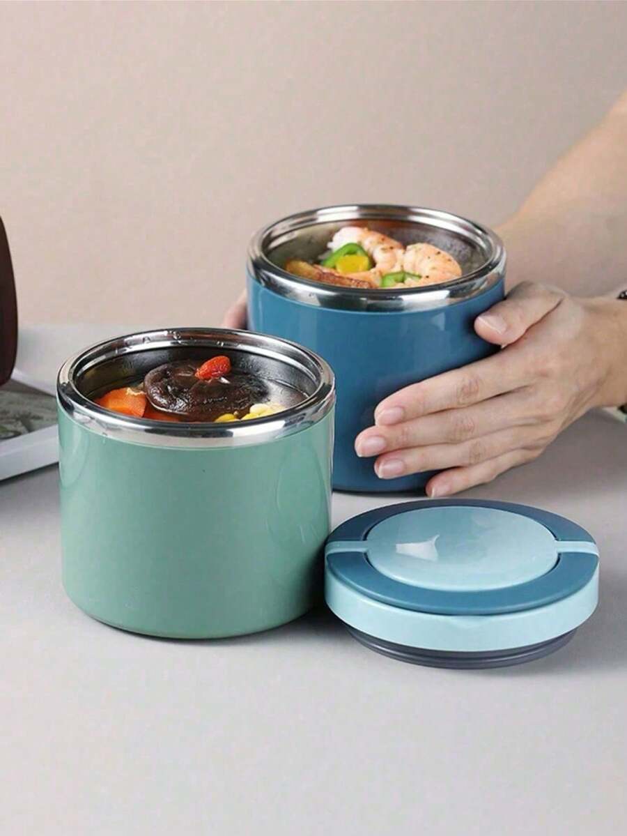 1 件/630 毫升不锈钢保温午餐盒套装带手柄，便携大容量食品容器 - 彩色 - 查看 1