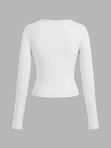 SHEIN EZwear 3 件套女士休闲宽领紧身长袖 T 恤套装，秋冬 - 彩色 - 查看 7