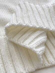 Elenzga 大码女式 V 领纯色套头毛衣，冬季 - 米色 - 查看 8