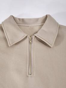 SHEIN 2pcs Women's Casual Thermal Lined Mock Neck Half Zip Long Sleeve Sweatshirt And Skinny Pants Set - Multicolor - View 3