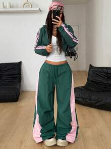 Coolane 女士春夏演唱会街头服饰外出撞色降落伞裤 - 彩色 - 查看 6