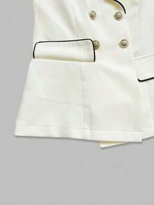 GlowEve 撞色饰边西装外套 + 高腰裤 - 杏色 - 查看 3