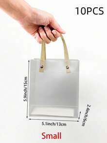 10 piezas Bolsas de regalo transparentes con asas, bolsas de plástico reutilizables con asas de paja marrón, bolsas de regalo traslúcidas con escarcha para el Día de San Valentín, bodas, cumpleaños, Día de la Madre, graduación, decoraciones de Halloween, suministros para fiestas de Halloween, decoraciones navideñas, suministros para fiestas navideñas - transparente - Ver 10