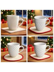 Cirelle 1 个圣诞杯，带有圣诞毛衣浮雕图案，11.8 盎司圣诞马克杯，配有可爱的圣诞树姜饼人糖果，用于咖啡牛奶水拿铁摩卡卡布奇诺完美的圣诞礼物节日餐具、圣诞装饰、圣诞礼物 - 彩色 - 查看 8