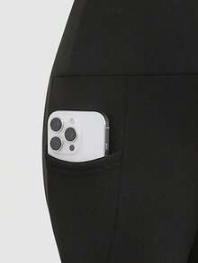 SHEIN Girlism 2条装少女保暖内衬高腰修身喇叭裤，黑色，秋冬季裤装打底裤套装 - 黑色 - 查看 3