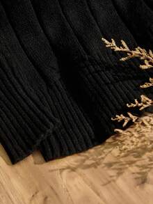 EMERY ROSE Cable Knit Dual Pocket Button Front Cardigan,Long Sleeve Tops