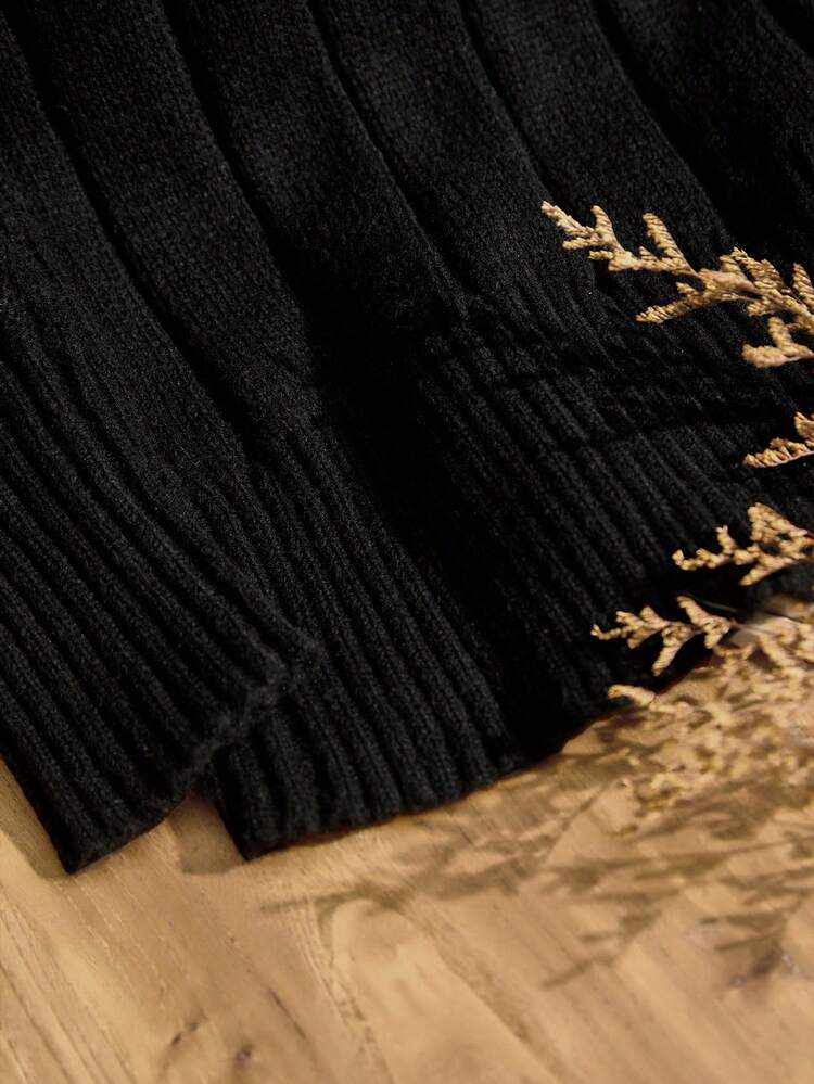 ケーブルニット 2つポケット ボタン前開き カーディガン、長袖トップス