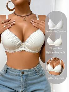 1 Áo ngực nâng ngực ren mỏng có gọng gợi cảm và thoải mái - trắng - Xem 6