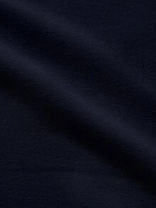 EURMUSE 100%Cotton Men Letter Patched Drop Shoulder Sweatshirt - Navy Blue - View 8