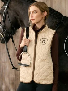 Activina 女士加厚绗缝运动背心 - 棕色 - 查看 1