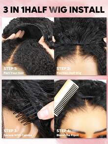 QUICK WEAR 9am Hair Store Wear Go 半头假发 红棕色水波纹 3合1半头假发 翻转式假发 隐形发际线 适合初学者 180%密度 14-16英寸波波头 18-28英寸长发 未经加工的人发假发 即戴即用 无胶假发 人发 Y2k风格人发假发礼品 - S33 - 查看 10