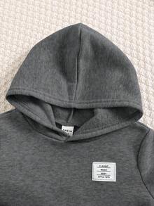 SHEIN 2pcs Baby Boy/Girl Casual Sports Letter Graphic Pocket Sweatshirt & Elastic Waist Pants Set, Suitable For Autumn/Winter Baby Boy Sweatshirt Set Baby Casual Sets Baby Boy Winter Sets Two Pieces Set Baby Boy Clothes Fall - Dark Grey - View 6