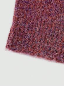 GlowEve 女士休闲日常圆领宽松针织毛衣背心，秋冬 - 中紫紅色 - 查看 5