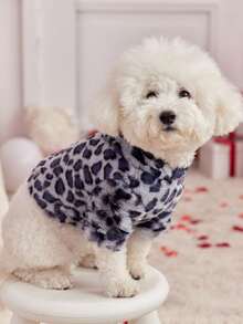 PETSIN 1件宠物豹纹连帽卫衣，保暖时尚，适合狗狗，秋冬季穿着 - 彩色 - 查看 6