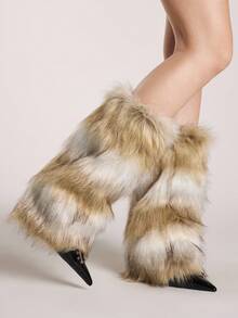 ROMWE Grunge Punk 1pair Leopard Print Stylish And Warm Leg Warmers For Women - Multicolor - View 4