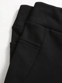 SHEIN Girlism 2条装少女保暖内衬高腰修身喇叭裤，黑色，秋冬季裤装打底裤套装 - 黑色 - 查看 5