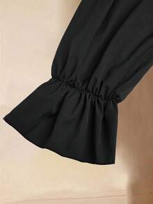 Sweetra Plus Size Card Graphic Color Block Dress - Black - View 8