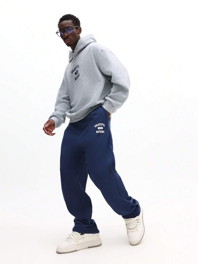 Heathered Hoodie With Navy Sweatpants Co Ord