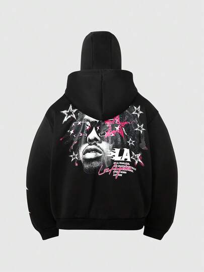 Street Life Sudadera con capucha con estampado gráfico para hombre, adecuada para uso diario, otoño/invierno