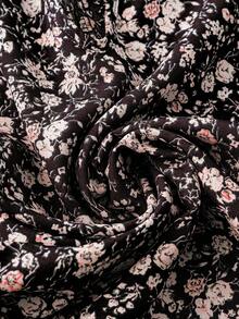 EMERY ROSE 女式圆领短袖碎花黑色上衣，夏季 - 黑色 - 查看 4