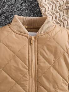 SHEIN Chaqueta casual de béisbol con cremallera y cuello de solapa de unicolor de manga larga para bebé niño, otoño/invierno