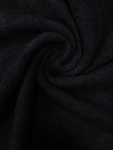 SHEIN PETITE Áo len nữ có thiết kế khuy và vạt xéo - màu đen - Xem 7