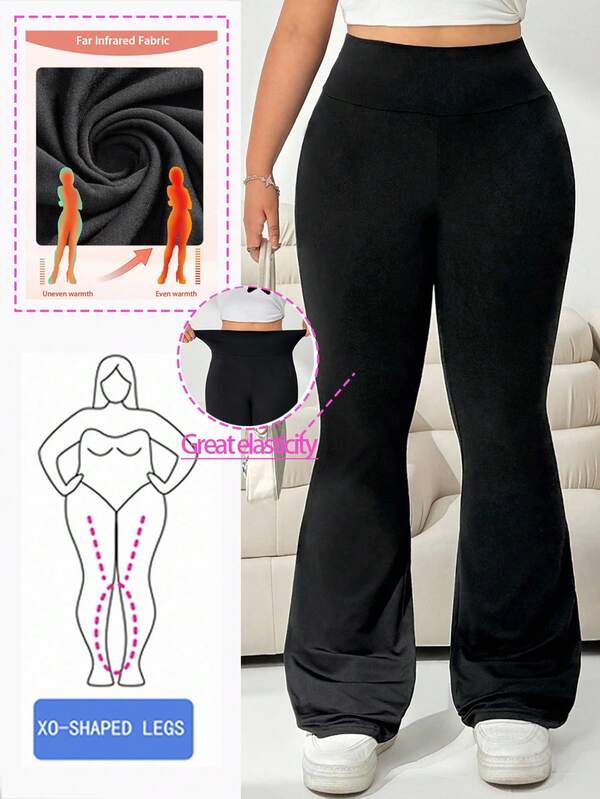 Solflare Leggings acampanados de unicolor para mujer de talla grande