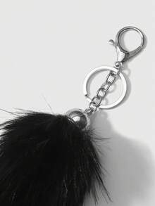 ROMWE Grunge Punk 1件Y2K复古可爱个性化多功能高品质棕色渐变仿毛皮狐狸尾巴DIY钥匙扣包饰，适合女性/女孩日常佩戴，节日礼物 - 黑色-11 - 查看 5