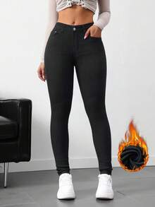 SHEIN Tall Tall Women's Stretch Washed Denim Skinny Jeans