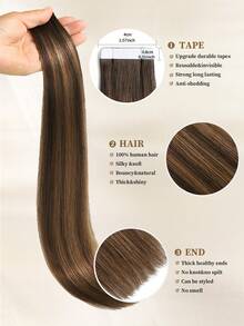20pcs Straight Tape In 100% Human Hair T2-P2/6 Extensions Silky Seamless Invisible For Thin Hair Woman Top Quality Thick Ends Healthy Human Hair Extensions Invisible Tape In For Salon