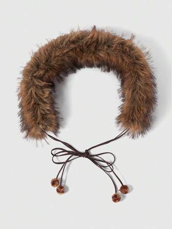 J-Fashion 1pc Women's Leopard Print Fuzzy Decor Western Boho Fringe Waist Tie Dress/Jeans Accessory, Versatile For Daily Wear