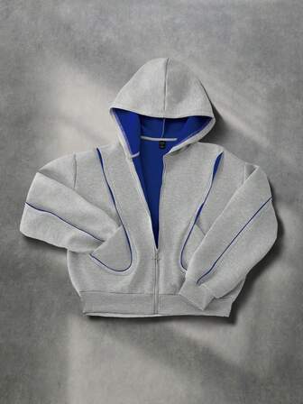 Street Life Men's Patchwork Contrast Color Sweatshirt Sweatshirt, Retro Street Style