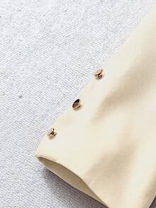 Franclia 女式卡其色修身西装外套，高端通勤都市套装，秋冬 - 杏色 - 查看 4