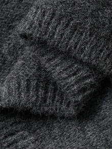 Livesso 女士宽松商务休闲针织开衫和直筒裤套装，秋冬优雅办公室装 - 深灰色 - 查看 7