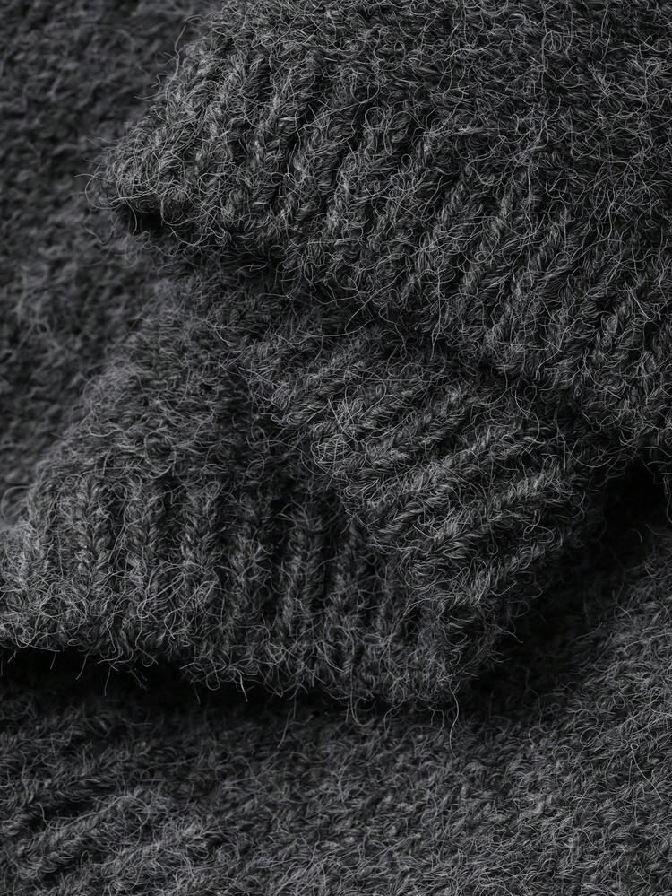 Livesso 女士宽松商务休闲针织开衫和直筒裤套装，秋冬优雅办公室装 - 深灰色 - 查看 7