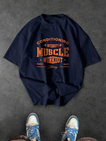 Sport MetroGents 男士简约印花圆领短袖运动T恤