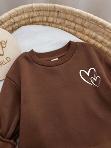 Firerie Kids Firerie Kids Young Girls Plush Thickened Sweatshirt Patchwork Plaid Skirt Sweatshirt Dress, Retro Fashion Versatile Casual Everyday Wear - Mocha Brown - View 5