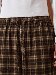 SWAVVY Men's Elastic Waist Drawstring Casual Straight Loose Fit Pants - Khaki - View 6