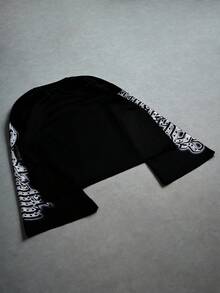 PAVTROS Áo thun tay dài in họa tiết thường ngày cỡ lớn dành cho nam, áo thun nam phong cách Gothic, áo crop top họa tiết, rộng thùng thình, họa tiết, bạn bè, thay thế, bạn bè, thời trang đường phố, dành cho nam, chạy bộ, nam cỡ lớn, ngoại cỡ - màu đen - Xem 2