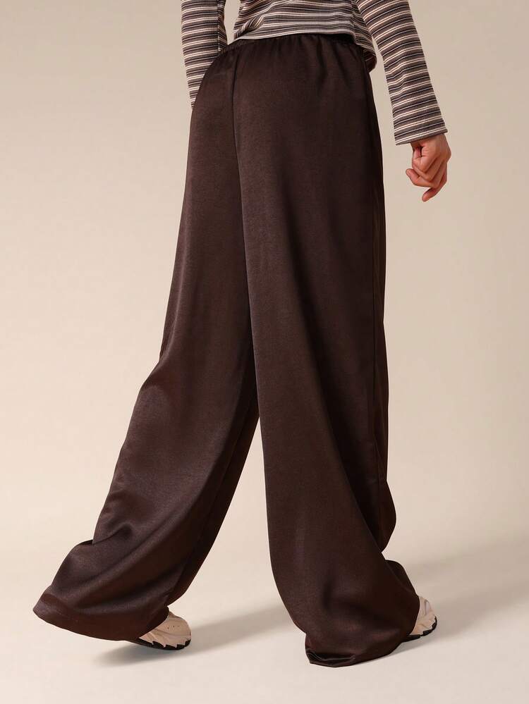 끈이 달린 와이드 레그 팔라조 팬츠