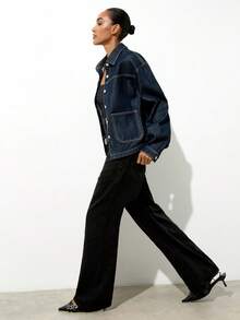 Maija 女士休闲长袖宽松牛仔外套，带口袋，冬季款